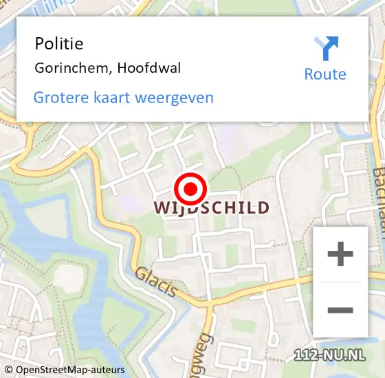 Locatie op kaart van de 112 melding: Politie Gorinchem, Hoofdwal op 21 februari 2020 07:04