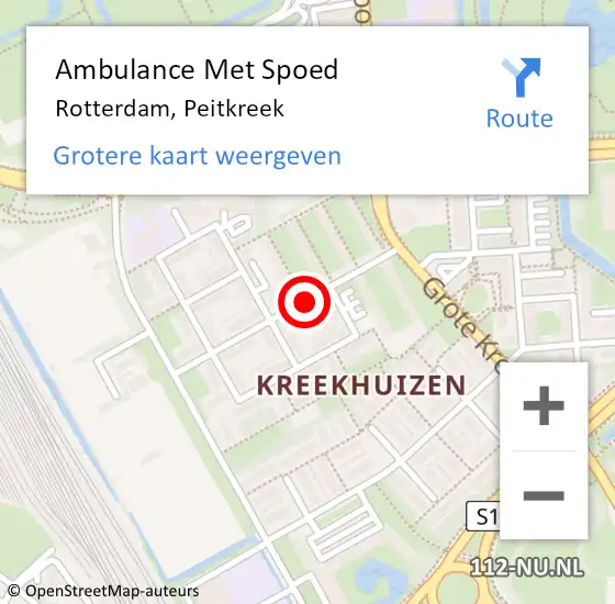 Locatie op kaart van de 112 melding: Ambulance Met Spoed Naar Rotterdam, Peitkreek op 21 februari 2020 09:06