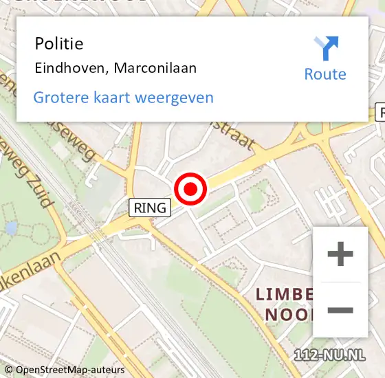 Locatie op kaart van de 112 melding: Politie Eindhoven, Marconilaan op 21 februari 2020 13:51