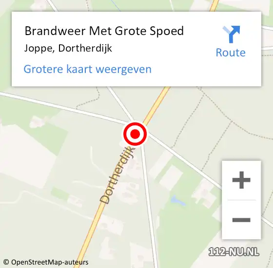 Locatie op kaart van de 112 melding: Brandweer Met Grote Spoed Naar Joppe, Dortherdijk op 21 februari 2020 16:04