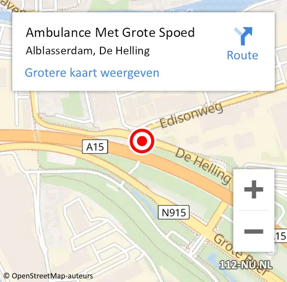 Locatie op kaart van de 112 melding: Ambulance Met Grote Spoed Naar Alblasserdam, De Helling op 21 februari 2020 19:37