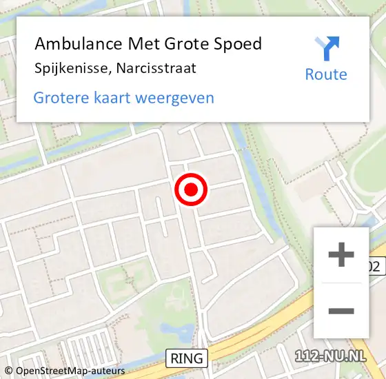 Locatie op kaart van de 112 melding: Ambulance Met Grote Spoed Naar Spijkenisse, Narcisstraat op 21 februari 2020 21:14