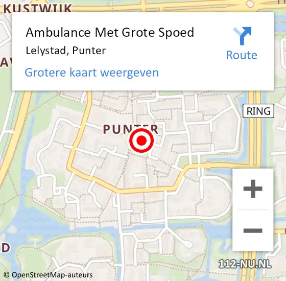 Locatie op kaart van de 112 melding: Ambulance Met Grote Spoed Naar Lelystad, Punter op 22 februari 2020 00:39
