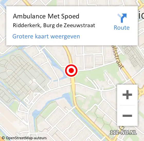 Locatie op kaart van de 112 melding: Ambulance Met Spoed Naar Ridderkerk, De Zeeuwstraat op 22 februari 2020 02:50