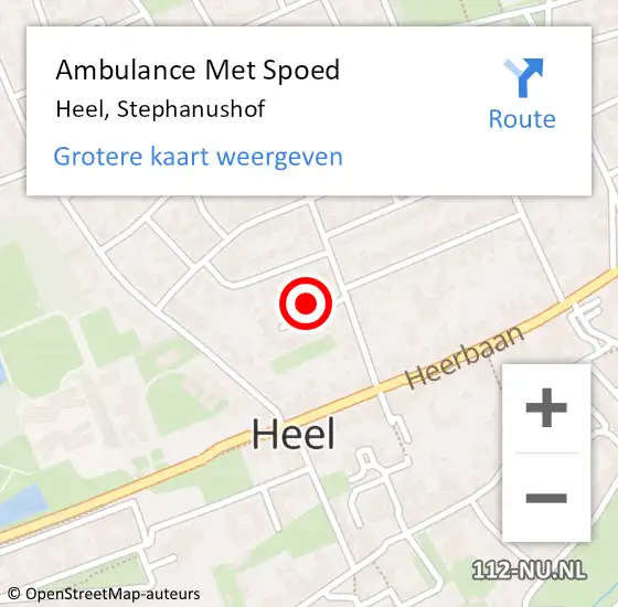 Locatie op kaart van de 112 melding: Ambulance Met Spoed Naar Heel, Stephanushof op 22 februari 2020 08:31
