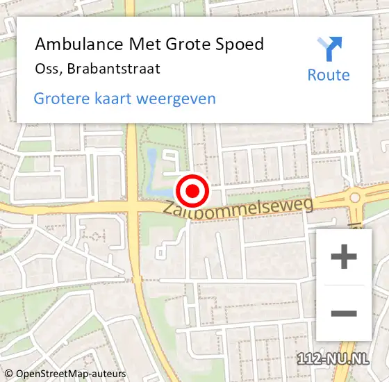 Locatie op kaart van de 112 melding: Ambulance Met Grote Spoed Naar Oss, Brabantstraat op 22 februari 2020 10:53
