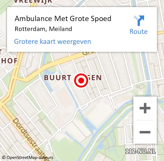 Locatie op kaart van de 112 melding: Ambulance Met Grote Spoed Naar Rotterdam, Meiland op 22 februari 2020 12:32