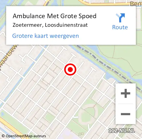 Locatie op kaart van de 112 melding: Ambulance Met Grote Spoed Naar Zoetermeer, Loosduinenstraat op 22 februari 2020 12:42