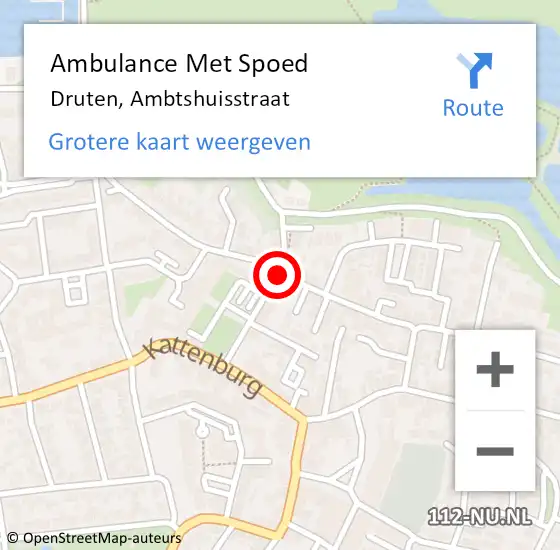 Locatie op kaart van de 112 melding: Ambulance Met Spoed Naar Druten, Ambtshuisstraat op 22 februari 2020 13:05