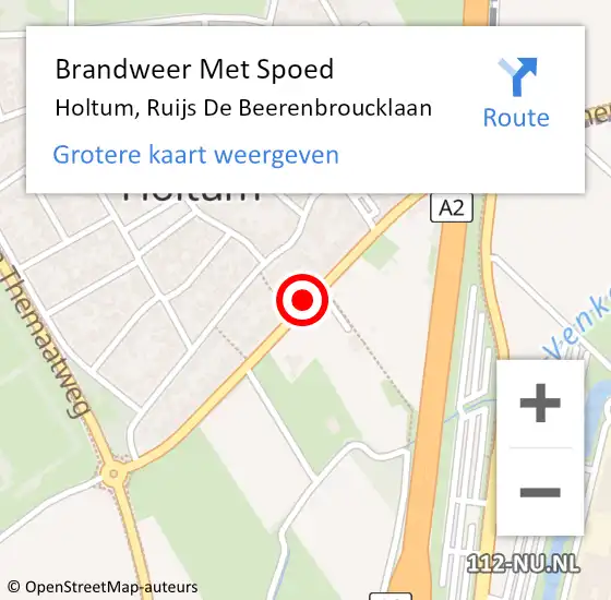 Locatie op kaart van de 112 melding: Brandweer Met Spoed Naar Holtum, Ruijs De Beerenbroucklaan op 22 februari 2020 17:19