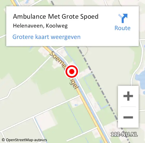 Locatie op kaart van de 112 melding: Ambulance Met Grote Spoed Naar Helenaveen, Koolweg op 22 februari 2020 17:21