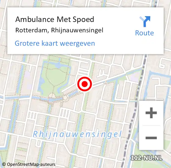 Locatie op kaart van de 112 melding: Ambulance Met Spoed Naar Rotterdam, Rhijnauwensingel op 22 februari 2020 17:30