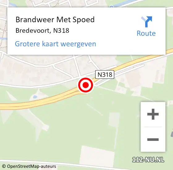 Locatie op kaart van de 112 melding: Brandweer Met Spoed Naar Bredevoort, N318 op 22 februari 2020 18:33