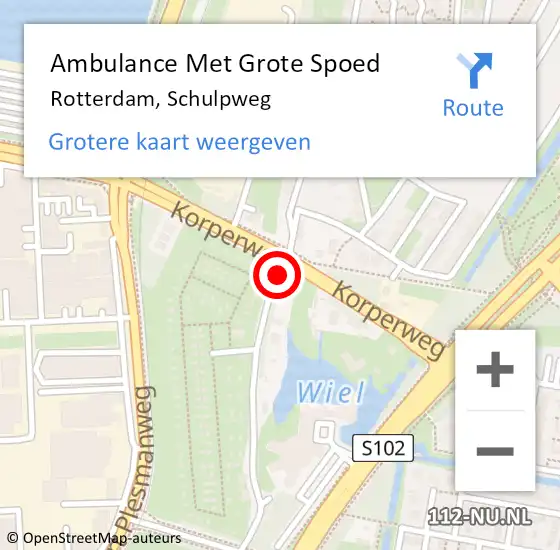Locatie op kaart van de 112 melding: Ambulance Met Grote Spoed Naar Rotterdam, Schulpweg op 22 februari 2020 21:09