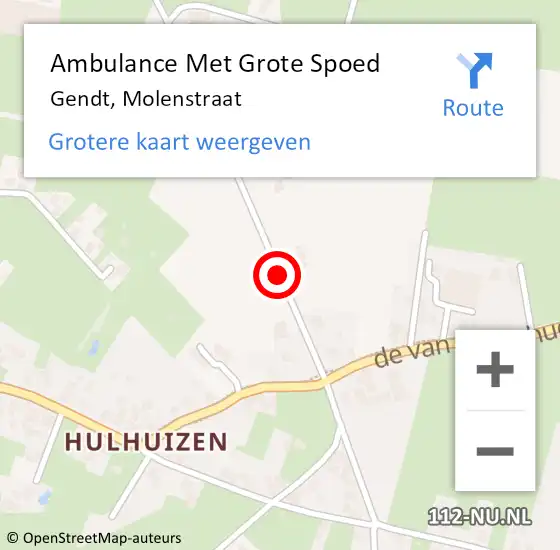 Locatie op kaart van de 112 melding: Ambulance Met Grote Spoed Naar Gendt, Molenstraat op 22 februari 2020 22:03