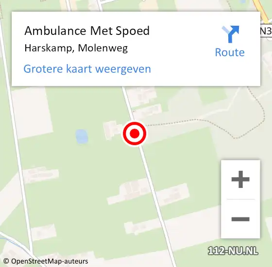 Locatie op kaart van de 112 melding: Ambulance Met Spoed Naar Harskamp, Molenweg op 23 februari 2020 09:37
