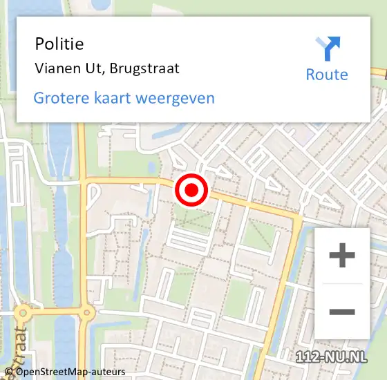 Locatie op kaart van de 112 melding: Politie Vianen Ut, Brugstraat op 23 februari 2020 09:46