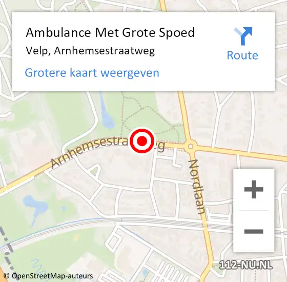 Locatie op kaart van de 112 melding: Ambulance Met Grote Spoed Naar Velp, Arnhemsestraatweg op 23 februari 2020 10:18