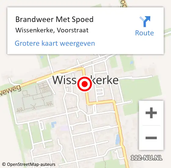 Locatie op kaart van de 112 melding: Brandweer Met Spoed Naar Wissenkerke, Voorstraat op 23 februari 2020 10:56