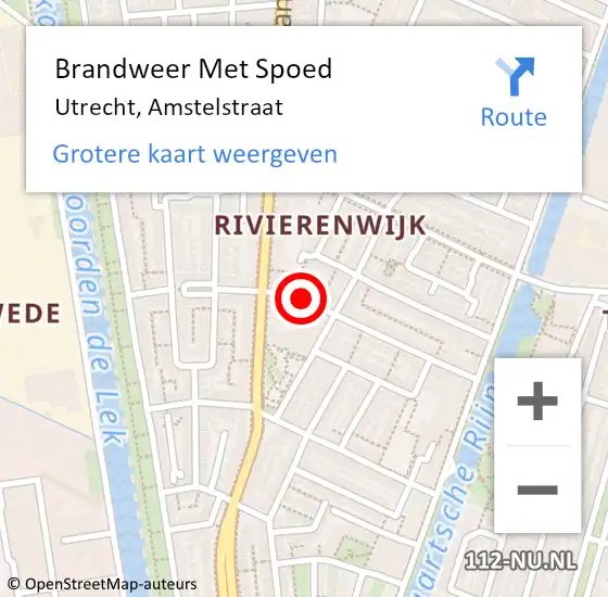 Locatie op kaart van de 112 melding: Brandweer Met Spoed Naar Utrecht, Amstelstraat op 23 februari 2020 11:18