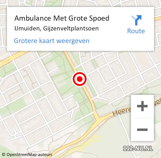 Locatie op kaart van de 112 melding: Ambulance Met Grote Spoed Naar IJmuiden, Gijzenveltplantsoen op 23 februari 2020 13:40