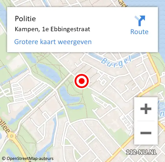 Locatie op kaart van de 112 melding: Politie Kampen, 1e Ebbingestraat op 23 februari 2020 14:03