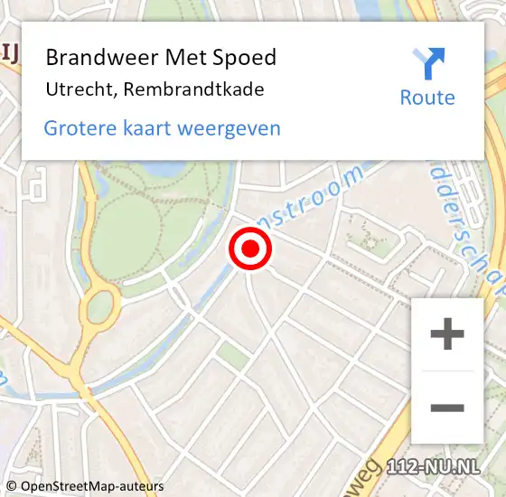 Locatie op kaart van de 112 melding: Brandweer Met Spoed Naar Utrecht, Rembrandtkade op 23 februari 2020 15:05