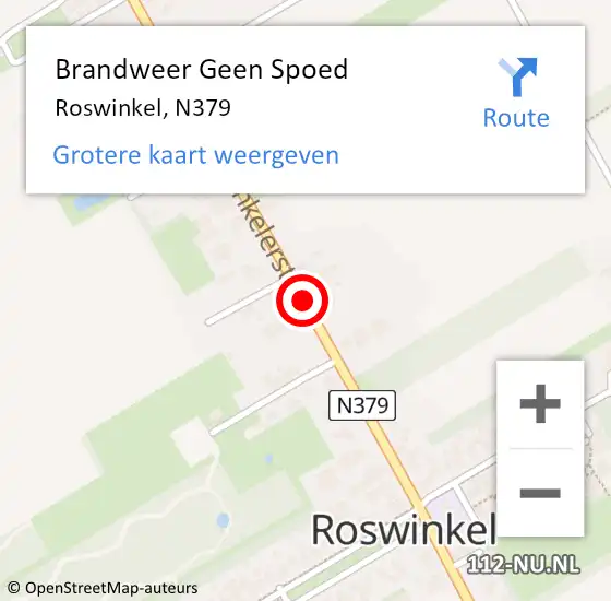 Locatie op kaart van de 112 melding: Brandweer Geen Spoed Naar Roswinkel, N379 op 23 februari 2020 17:30