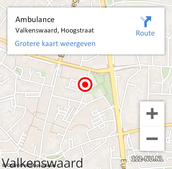 Locatie op kaart van de 112 melding: Ambulance Valkenswaard, Hoogstraat op 23 februari 2020 18:59