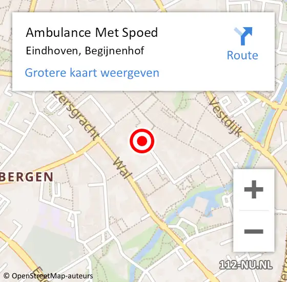 Locatie op kaart van de 112 melding: Ambulance Met Spoed Naar Eindhoven, Begijnenhof op 23 februari 2020 20:11