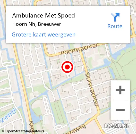 Locatie op kaart van de 112 melding: Ambulance Met Spoed Naar Hoorn Nh, Breeuwer op 23 februari 2020 22:14