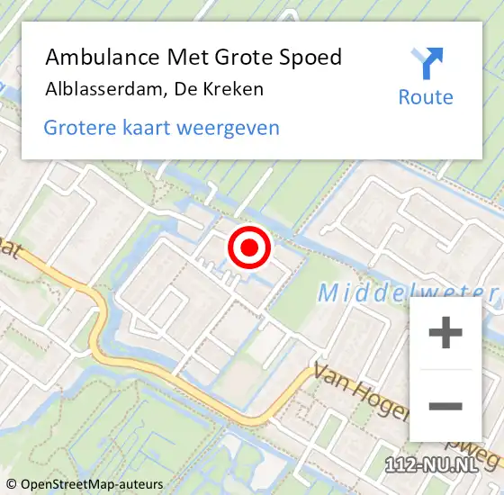 Locatie op kaart van de 112 melding: Ambulance Met Grote Spoed Naar Alblasserdam, De Kreken op 23 februari 2020 22:15