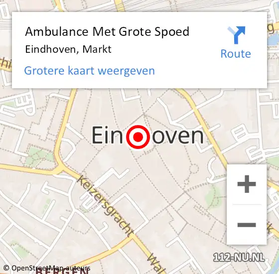 Locatie op kaart van de 112 melding: Ambulance Met Grote Spoed Naar Eindhoven, Markt op 24 februari 2020 01:27