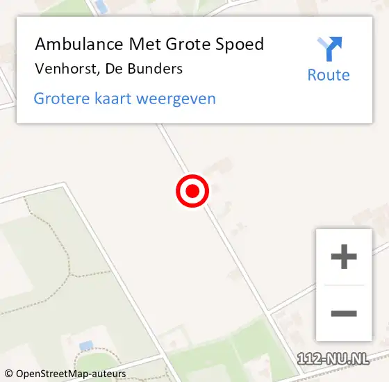 Locatie op kaart van de 112 melding: Ambulance Met Grote Spoed Naar Venhorst, De Bunders op 24 februari 2020 03:09