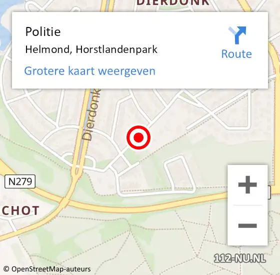 Locatie op kaart van de 112 melding: Politie Helmond, Horstlandenpark op 24 februari 2020 04:52