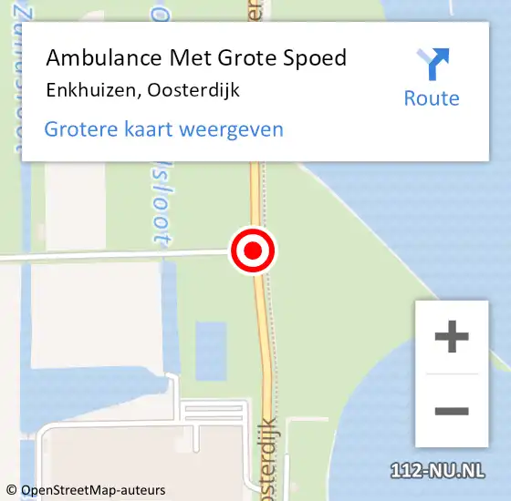 Locatie op kaart van de 112 melding: Ambulance Met Grote Spoed Naar Enkhuizen, Oosterdijk op 24 februari 2020 09:47