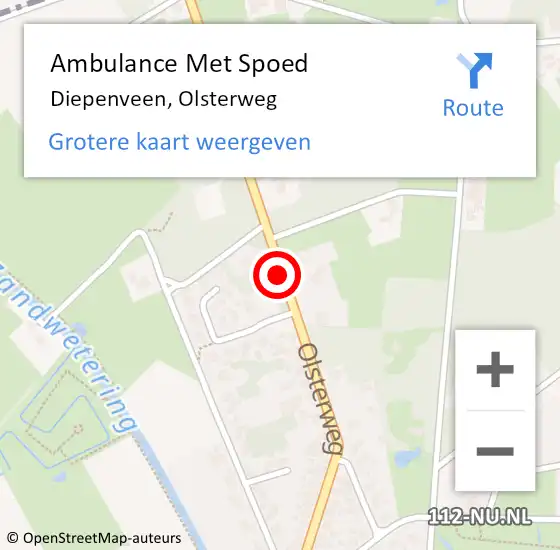 Locatie op kaart van de 112 melding: Ambulance Met Spoed Naar Diepenveen, Olsterweg op 24 februari 2020 12:07