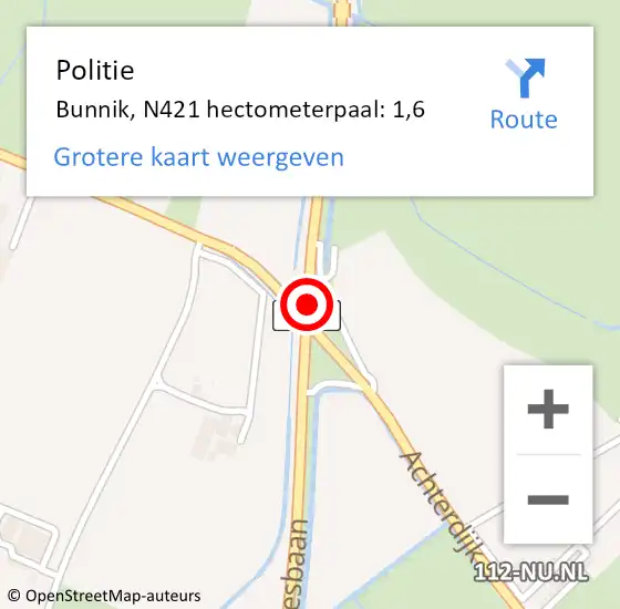 Locatie op kaart van de 112 melding: Politie Houten, N421 op 24 februari 2020 16:32