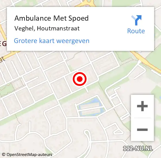 Locatie op kaart van de 112 melding: Ambulance Met Spoed Naar Veghel, Houtmanstraat op 24 februari 2020 18:16