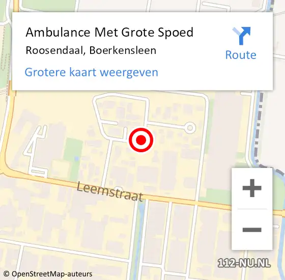 Locatie op kaart van de 112 melding: Ambulance Met Grote Spoed Naar Roosendaal, Boerkensleen op 24 februari 2020 20:25