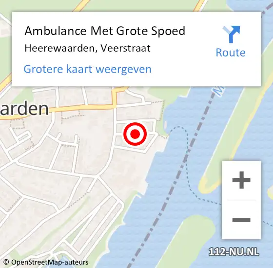 Locatie op kaart van de 112 melding: Ambulance Met Grote Spoed Naar Heerewaarden, Veerstraat op 24 februari 2020 20:52