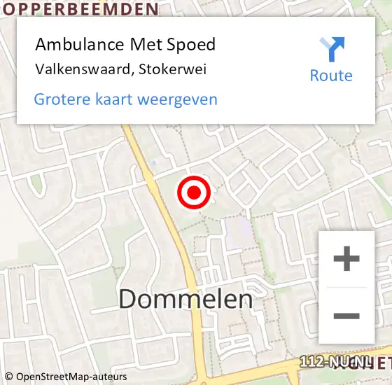 Locatie op kaart van de 112 melding: Ambulance Met Spoed Naar Valkenswaard, Stokerwei op 25 februari 2020 01:10