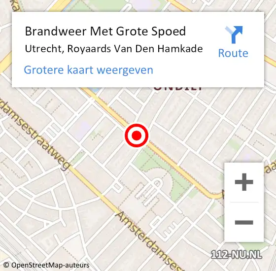 Locatie op kaart van de 112 melding: Brandweer Met Grote Spoed Naar Utrecht, Royaards Van Den Hamkade op 25 februari 2020 04:46