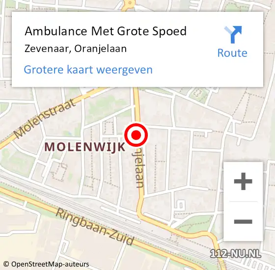 Locatie op kaart van de 112 melding: Ambulance Met Grote Spoed Naar Zevenaar, Oranjelaan op 25 februari 2020 09:12