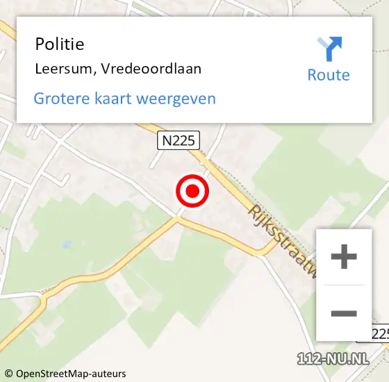 Locatie op kaart van de 112 melding: Politie Leersum, Vredeoordlaan op 25 februari 2020 12:40