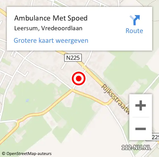 Locatie op kaart van de 112 melding: Ambulance Met Spoed Naar Leersum, Vredeoordlaan op 25 februari 2020 12:50