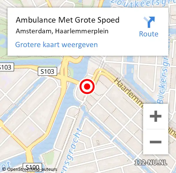 Locatie op kaart van de 112 melding: Ambulance Met Grote Spoed Naar Amsterdam, Haarlemmerplein op 25 februari 2020 17:29