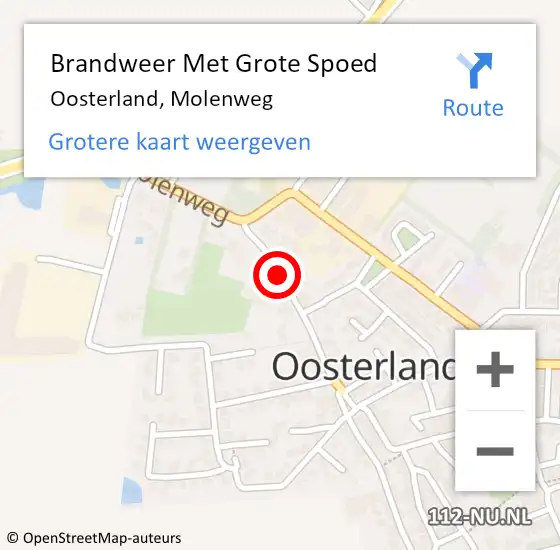Locatie op kaart van de 112 melding: Brandweer Met Grote Spoed Naar Oosterland, Molenweg op 25 februari 2020 17:38