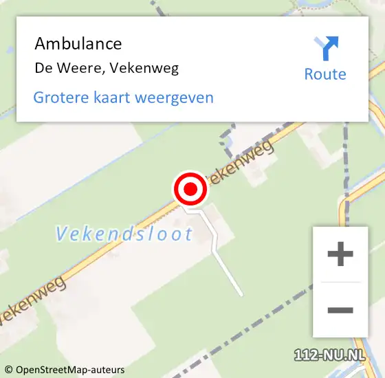 Locatie op kaart van de 112 melding: Ambulance De Weere, Vekenweg op 25 februari 2020 23:21
