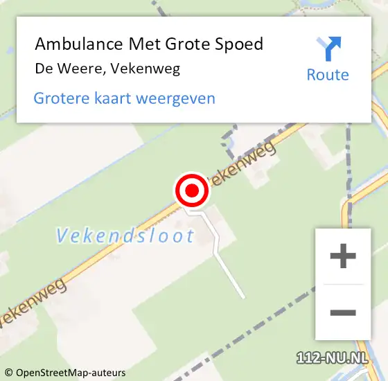 Locatie op kaart van de 112 melding: Ambulance Met Grote Spoed Naar De Weere, Vekenweg op 25 februari 2020 23:22